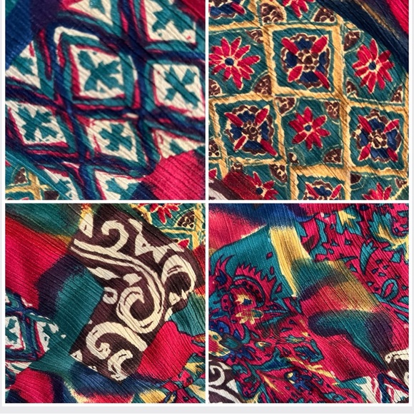 Retro 1960’s cut w/a boho twist:tiered w/multicoloured multiprints skirt-trendy - Picture 2 of 13